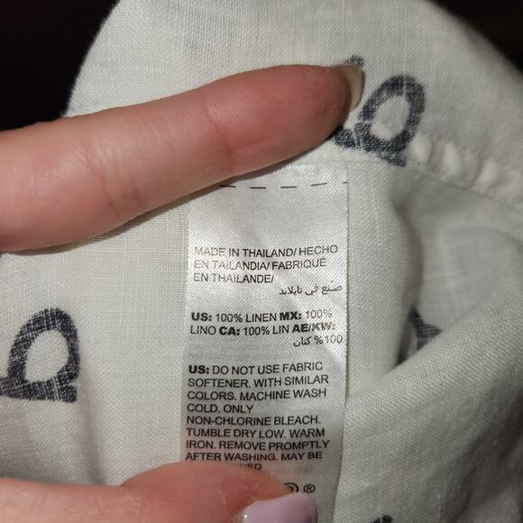 Chico's 100% Linen "Amazing" Letter Sleeveless Top White And Black Sz 0 Small - Picture 5 of 5